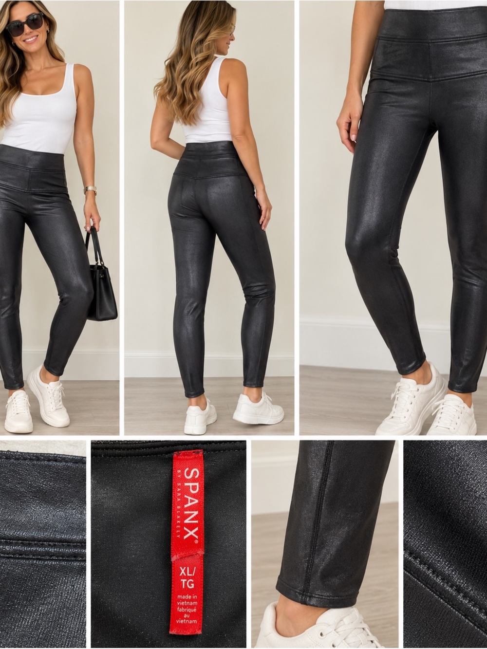 SPANX Faux Leather High-Rise Leggings in Black